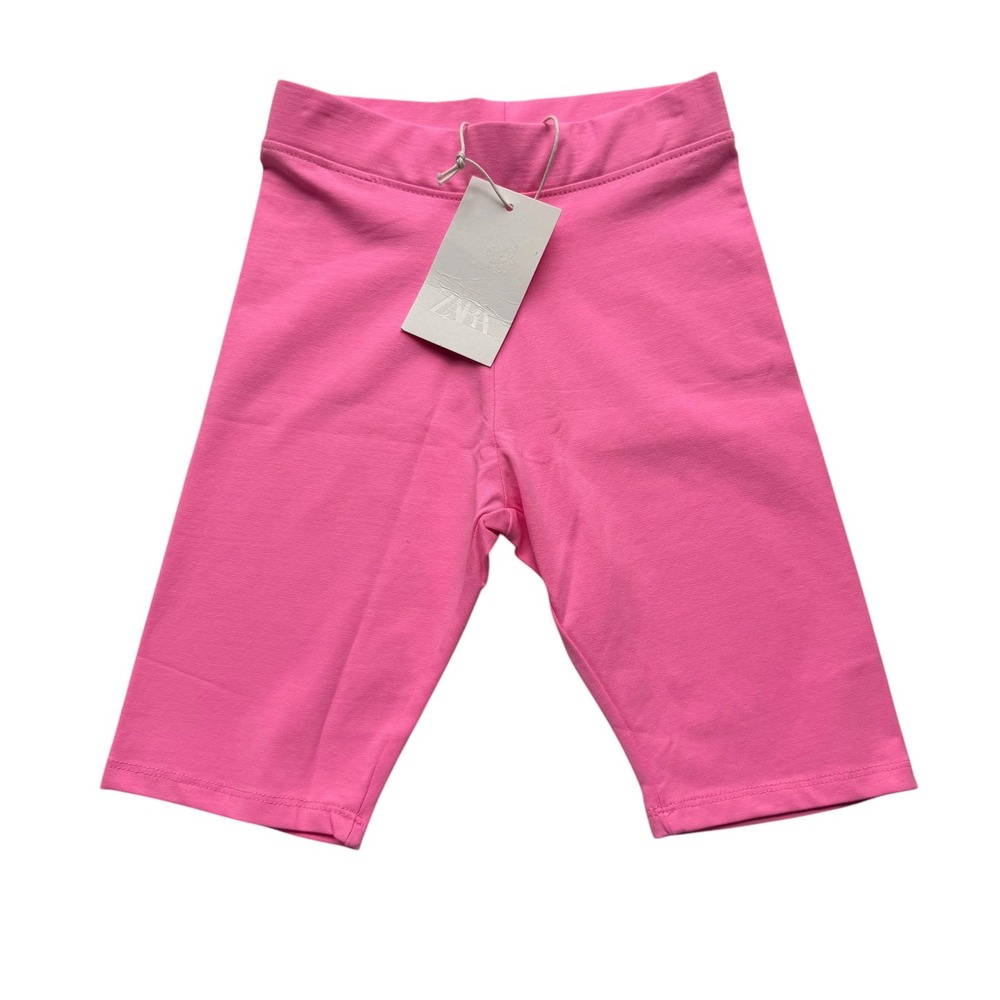 NWT Zara Kids Girls Pink Biker Shorts Elastic Waist Cotton Blend Size 9-10Y